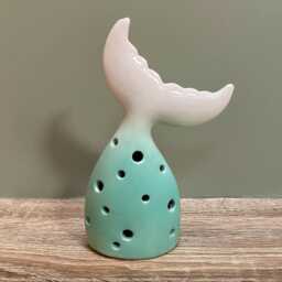 Ceramic Whale Tail Led Light Lighting Indoor Home D??cor Nautical Bathroom Ornament