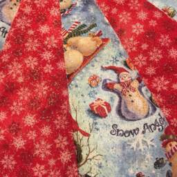 Christmas Tree Skirt, Table Top, Mini, Snowman, Snowflake, Small, Glittery, Quilted, Pieced - thumbnail 3