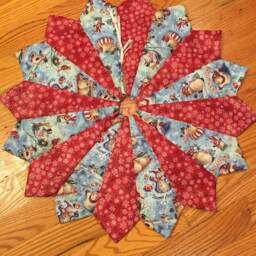 Christmas Tree Skirt, Table Top, Mini, Snowman, Snowflake, Small, Glittery, Quilted, Pieced - thumbnail 2