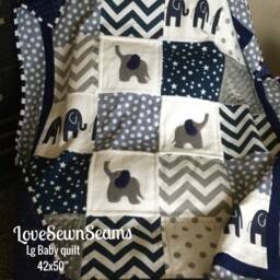 Made To Order/Elephant Quilt/Elephant Nursery/Modern Baby Quilt/Baby Quilt - thumbnail 1