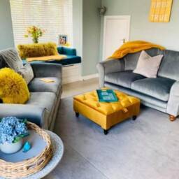 Handmade Velvet Ottoman, Mustard Gold Storage Footrest, Living Room Decor - thumbnail 2