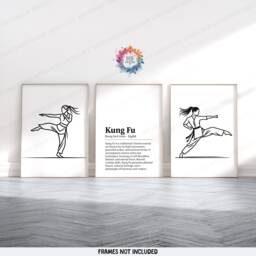 Kung Fu Poster Print Set - 3 Prints - Wall Art Gifts Boxing Gift Definition Martial Arts Decor Girls Bedroom Artwork - thumbnail 1