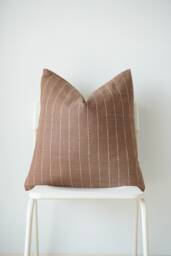 Brown Neutral Striped Woven Pillow Cover - thumbnail 1