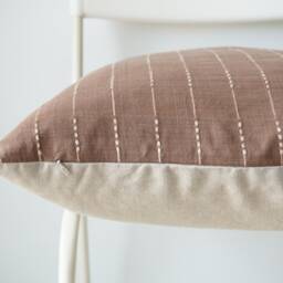 Brown Neutral Striped Woven Pillow Cover - thumbnail 3