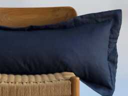 Navy Linen Pillow Cover Farmhouse Boho Decor - thumbnail 1