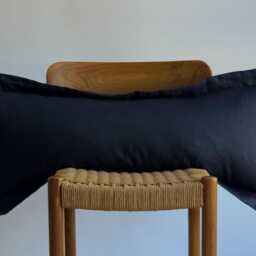 Navy Linen Pillow Cover Farmhouse Boho Decor - thumbnail 4