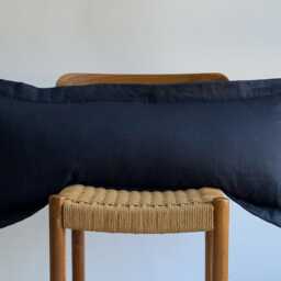 Navy Linen Pillow Cover Farmhouse Boho Decor - thumbnail 2