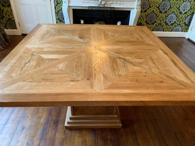 Square French Parquet Handmade Luxury Bespoke Dining Table - image 1