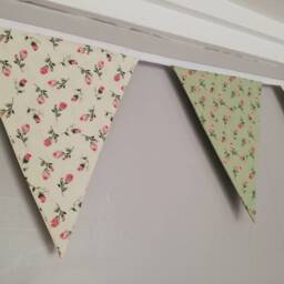 Rose Buds Fabric Bunting On Cream & Green Background - thumbnail 2