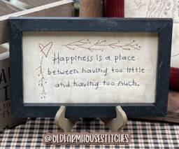 Happiness Primitive Stitchery Framed Print - thumbnail 1