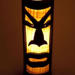 Handmade Bamboo Tiki Lamp African Home Decor, Rustic Night Light - thumbnail 2