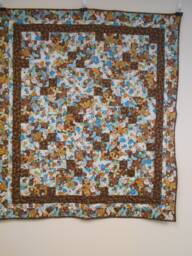 "Butterfly Throw Quilt Blue & Gold Lap Quilt - 44"" X 50"