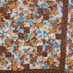 "Butterfly Throw Quilt Blue & Gold Lap Quilt - 44"" X 50" - thumbnail 2