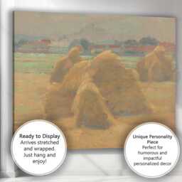 Soft Impressionist Haystacks Rural Village Harvest Landscape Canvas Wall Art Print Decor Picture Ready To Hang - thumbnail 3
