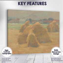 Soft Impressionist Haystacks Rural Village Harvest Landscape Canvas Wall Art Print Decor Picture Ready To Hang - thumbnail 1