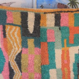 Colorful Moroccan Rug, Custom Fabulous Boujad Abstract Multicolored Carpet, Handmade Bohemian Rug - thumbnail 2