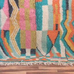 Colorful Moroccan Rug, Custom Fabulous Boujad Abstract Multicolored Carpet, Handmade Bohemian Rug - thumbnail 3