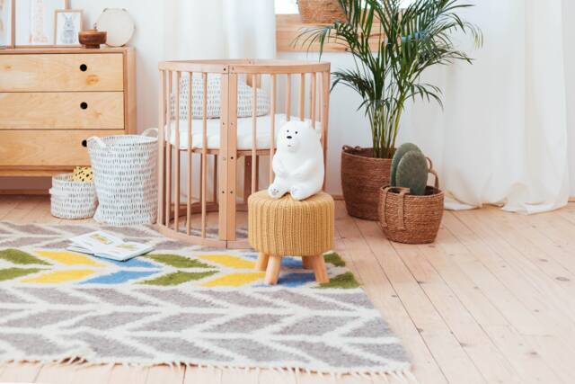 Soft Area Rug 6.5x5Ft, Grey & White With Asymmetric Yellow, Blue, Green Accent. Chevron Pattern Small Carpet Made Of Wool - image 1
