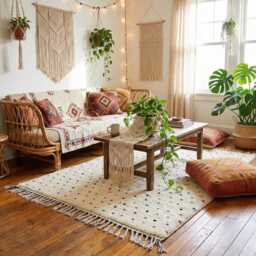 Handmade Wool Moroccan Rug - Cream Confetti Dots Boho Carpet - thumbnail 3