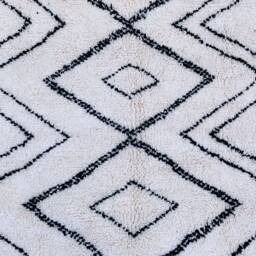 Round Beni Ourain Rug - Handmade Moroccan Wool Carpet, Minimalist Tribal Design - thumbnail 3