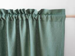 Green Heavy Linen Curtain Panel With Decorative Header/1 Pcs - thumbnail 1
