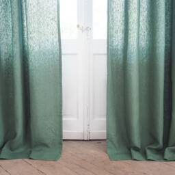 Green Heavy Linen Curtain Panel With Decorative Header/1 Pcs - thumbnail 2