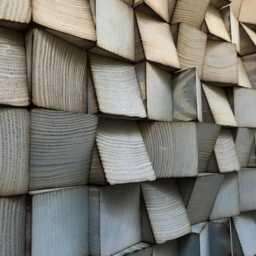 Wood Wall Art - Handmade Sound Diffuser Blue Gold Decor - thumbnail 2