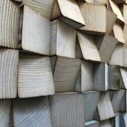 Wood Wall Art - Handmade Sound Diffuser Blue Gold Decor - thumbnail 3