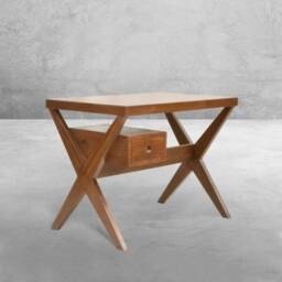 Handmade Pierre Jeanneret Inspired X-Leg Secretariat Desk Made Of Reclaimed Teakwood - thumbnail 1