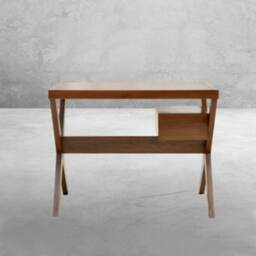Handmade Pierre Jeanneret Inspired X-Leg Secretariat Desk Made Of Reclaimed Teakwood - thumbnail 2