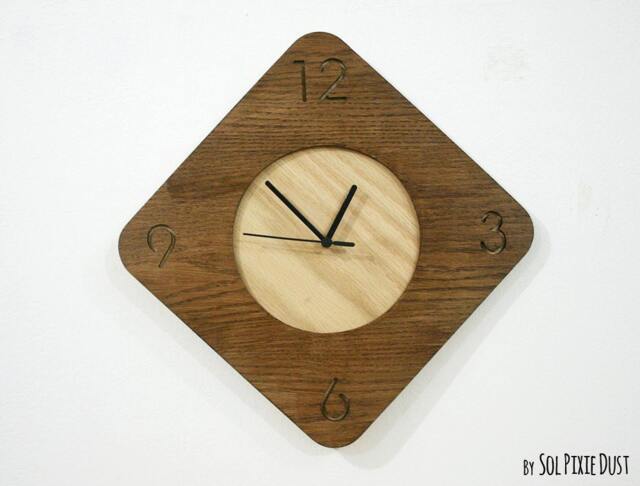 Wooden Simply Rhombus - Wood Wall Clock - image 1