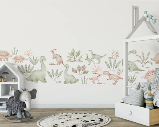 Watercolour Dinosaurs Wall Decals Nursery Stickers Children's Room Decor - image 1