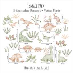 Watercolour Dinosaurs Wall Decals Nursery Stickers Children's Room Decor - thumbnail 3