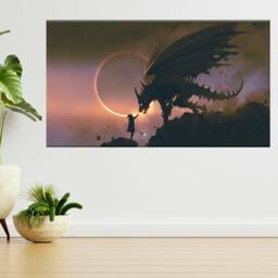 Scene Of Wizard Reaching Dragon 3D View Wall Sticker Poster Decal A487 - thumbnail 2