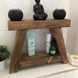 Small Rustic Wooden Stool - Bathroom Storage & Organiser - thumbnail 3