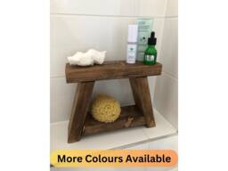 Small Rustic Wooden Stool - Bathroom Storage & Organiser - thumbnail 1