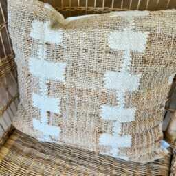 Jute & Boucle Hand-Woven Scatter Cushion Cover - Natural & Cream Stripe - thumbnail 2