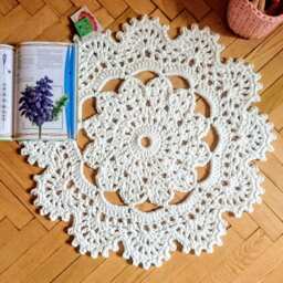 Crochet Chamomile Rug Small Round Flower Mat, Baby Room Decor - 24 In - thumbnail 2