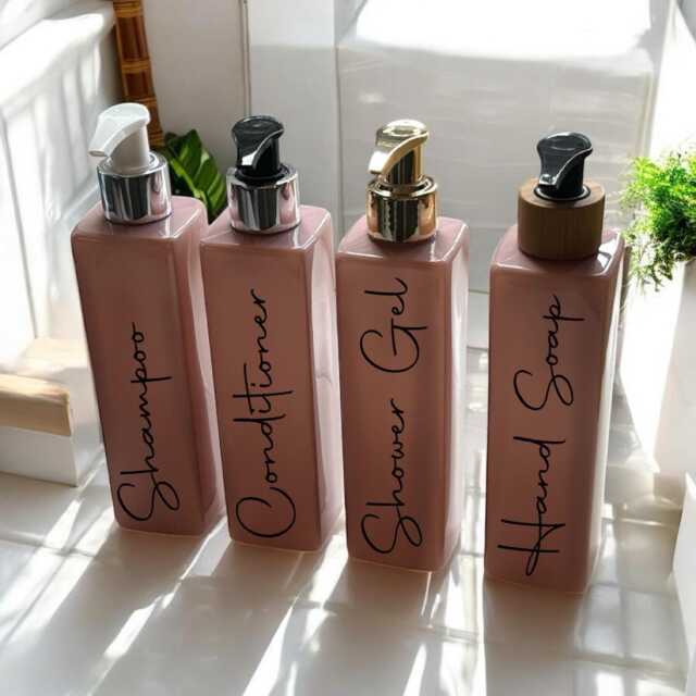 Personalised Pink Square Soap Dispenser Bottle With Pump 250Ml - 12 Options - image 1