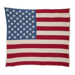 Vintage American Flag Blanket - Patriotic Throw Recycled Cotton Knit - thumbnail 1