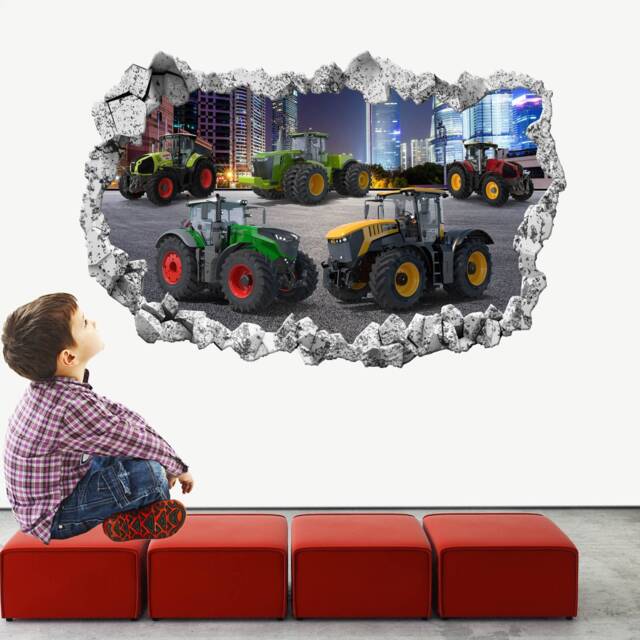 Modern Tractors Wall Decal Sticker Mural Poster Print Art Kids Bedroom Home Farmhouse Decor Kr22 - image 1