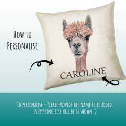 Personalised Alpaca Cushion Gift Printed Name Design - Throw Pillow For Him/Her Sitting Room Bedroom Birthday Cs479 - thumbnail 3