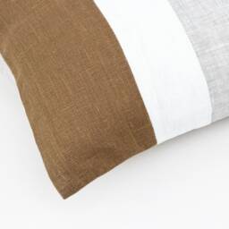 Brown Throw Pillow Cover Lumbar Covers 12x24, Linen Cushion Geometric Case, Color Block Modern Farmhouse - thumbnail 2