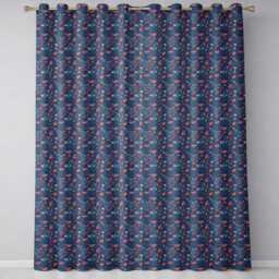 stylish Ocean Marine Seamless Pattern Fish Coral Sea Life Illustration Readymade Eyelet Ring Top Thermal 100% Blackout Curtains - thumbnail 2