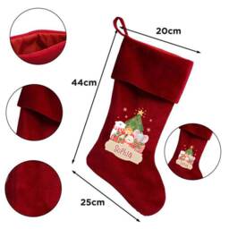 Personalised Christmas Stockings For Kids Baby Toddler Red Velvet Style Xmas Jungle - thumbnail 4