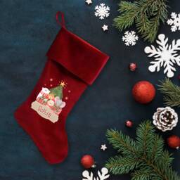 Personalised Christmas Stockings For Kids Baby Toddler Red Velvet Style Xmas Jungle - thumbnail 2