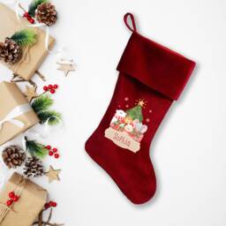 Personalised Christmas Stockings For Kids Baby Toddler Red Velvet Style Xmas Jungle
