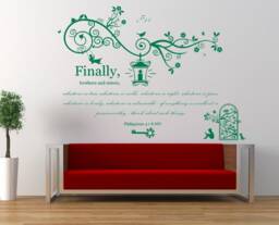 Philippians 4 V 8 Niv Christian Bible Quote Vinyl Wall Art Sticker Decal Mural. Home, Church, School Decor. 120cm Wide X 87.2cm High - thumbnail 1