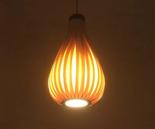 Handwoven Rubber Wood Gourd Pendant Light Hall Lighting - image 1