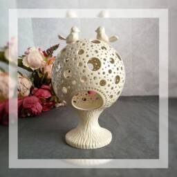 Ceramic Bird Tealight Holder Hand-Carved Wedding Lantern